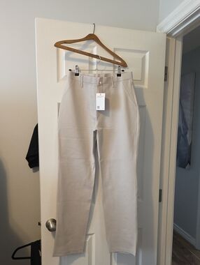 Quince Straight Leg Pants in Light Beige